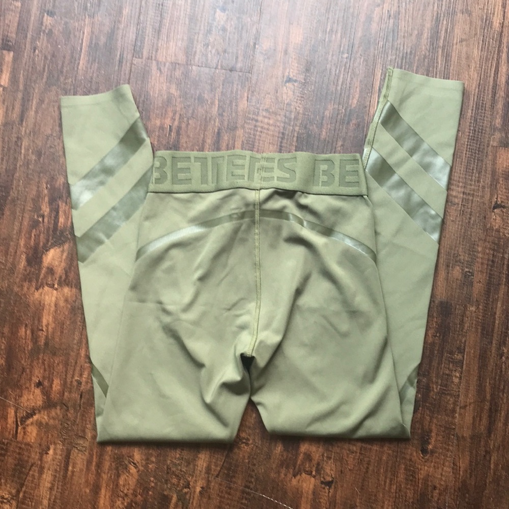 Better Bodies Mid-Rise Khaki Green Workout Tights - Picture 3 of 5